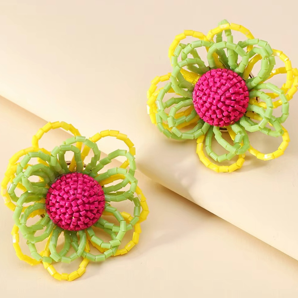 Nakamol Chicago nwt Colorful Beaded Flower Earrings
